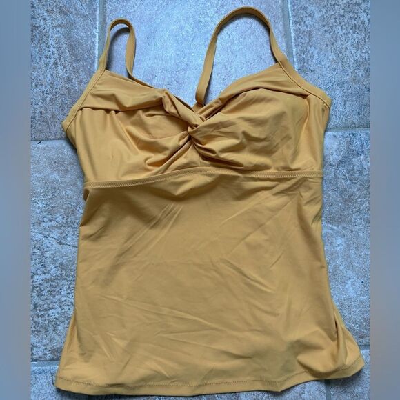 Athleta Twist Up Tankini Top Mustard - Picture 3 of 5